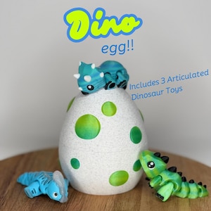 Surprise Dinosaur Egg with 3x Fidget Dinos! T-Rex, Triceratops & Parasaur – Fun Egg Twist Enclosure – Perfect Educational Toy and Gift