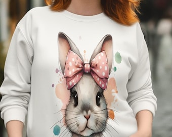 Coquette Bunny PNG Rosett Påsk Akvarell Flickor Barn Påsk Sublimeringsdesign Direkt Nedladdning