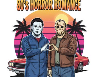 80s Horror Romance PNG: Michael Myers, Jason Voorhees Heart Hands (Digital Download)