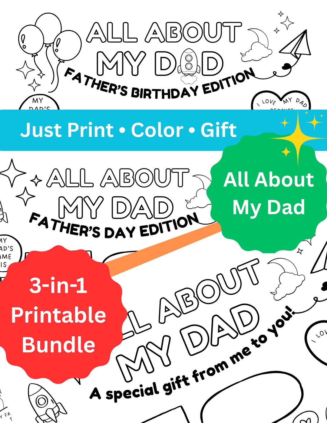 All About My Dad Printable | Father's Day, Birthday & Anytime Gift ...