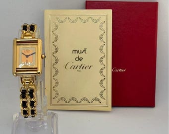 Free Shipping – Vintage Cartier Must Tank Trinity Dial 23mm – Vermeil Roman Women’s Watch – Quartz – Classic Luxury Timepiece