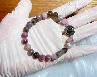 Pulsera de cuentas de turmalina púrpura genuina, cuarzo de fuego y ojo de tigre de 8 mm de Superivee