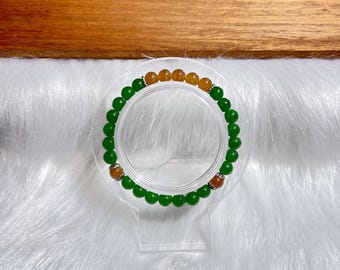 Pulsera de cuentas de cristal y gemas diseñadas con nefrita de jade genuino Superivee de 6 mm
