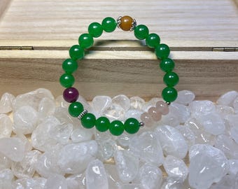 Pulsera de cuentas con diseño de nefrita, turmalina y jade auténticos de Superivee, con piedras preciosas y cristales de 8 mm.