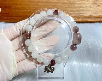 Pulsera de cuentas de jade de Birmania genuino, nefrita, turmalina, piedras preciosas y cristales de 8 mm de Superivee