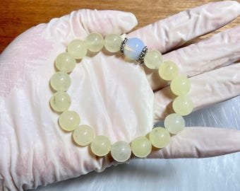 Pulsera Superivee con cuentas de cristal y piedras preciosas de citrino limón y ópalo genuinos de 10 mm.