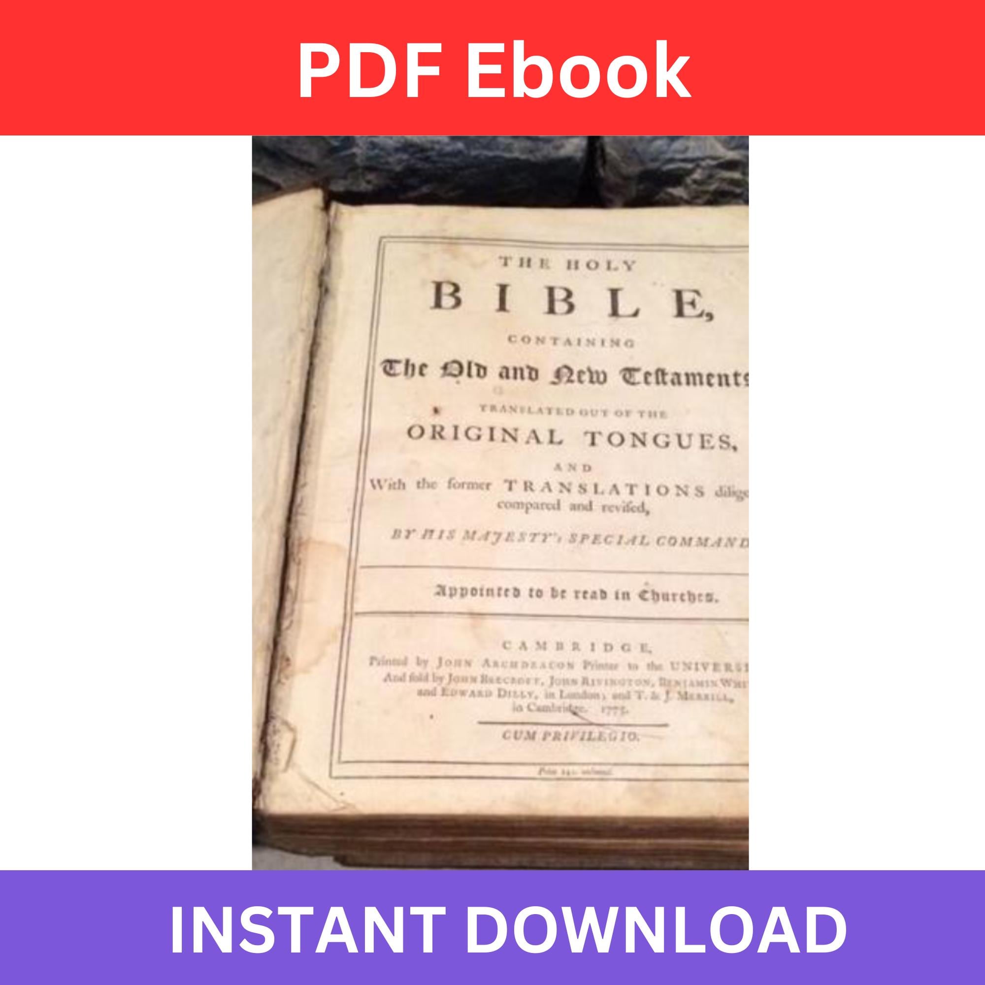 1775 King James Bible Digital Copy Only Etsy