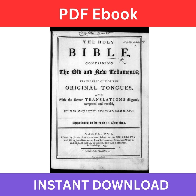 1775 King James Bible Digital Copy Only Etsy