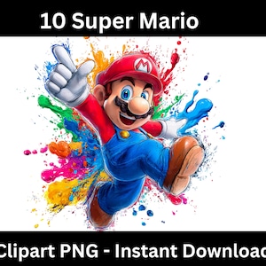 10 Super Mario Clipart, Mario Clipart, Super Mario PNG, Mario Bros PNG, Super Mario Digital, Mario Printable, Mario Design