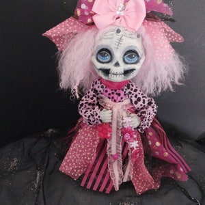 Halloween Hag Witch Good Pink Hair Sister Handmade Halloween Doll image 4