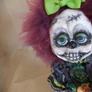 Halloween Ghost Ghoul Clown Art Doll Shady Screech OOAK Handmade Halloween art doll image 3