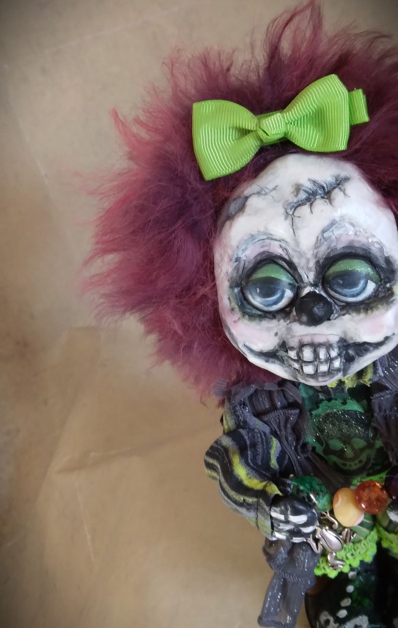 Halloween Ghost Ghoul Clown Art Doll Shady Screech OOAK Handmade Halloween art doll image 3