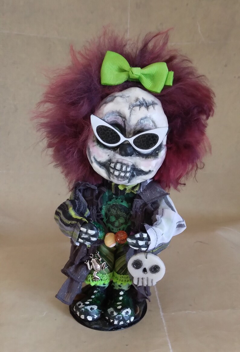 Halloween Ghost Ghoul Clown Art Doll Shady Screech OOAK Handmade Halloween art doll image 1