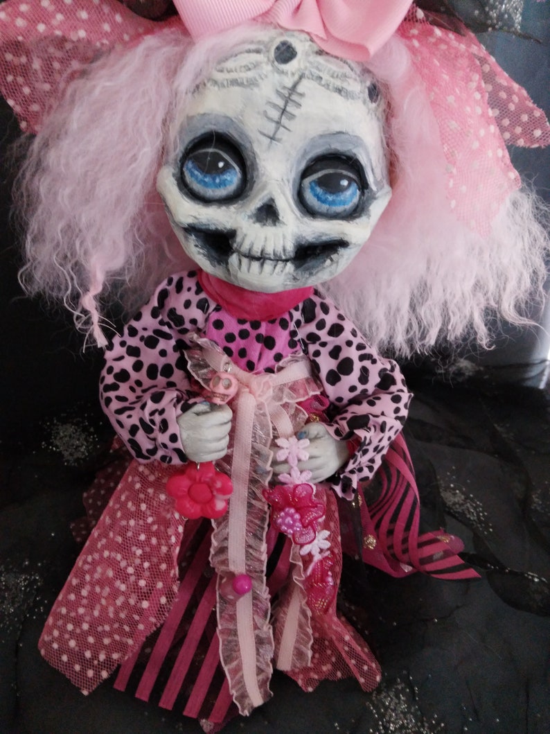 Halloween Hag Witch Good Pink Hair Sister Handmade Halloween Doll image 2