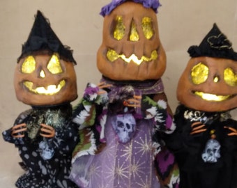 Halloween Pumpkin Art Doll The Sisters Repurpose Handmade Halloween Dolls