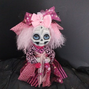 Halloween Hag Witch Good Pink Hair Sister Handmade Halloween Doll image 3