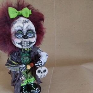Halloween Ghost Ghoul Clown Art Doll Shady Screech OOAK Handmade Halloween art doll image 7