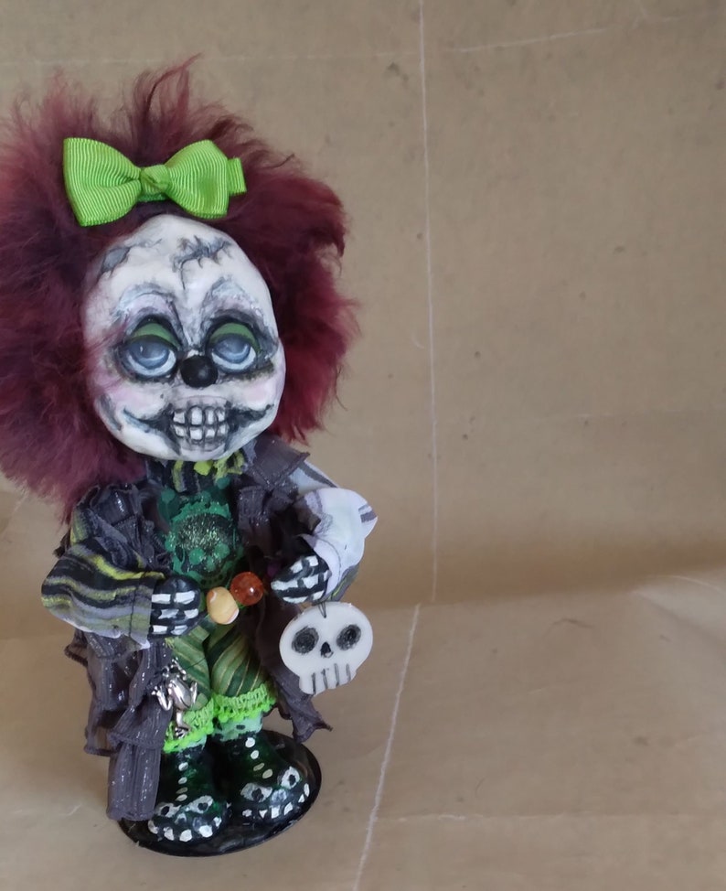 Halloween Ghost Ghoul Clown Art Doll Shady Screech OOAK Handmade Halloween art doll image 7