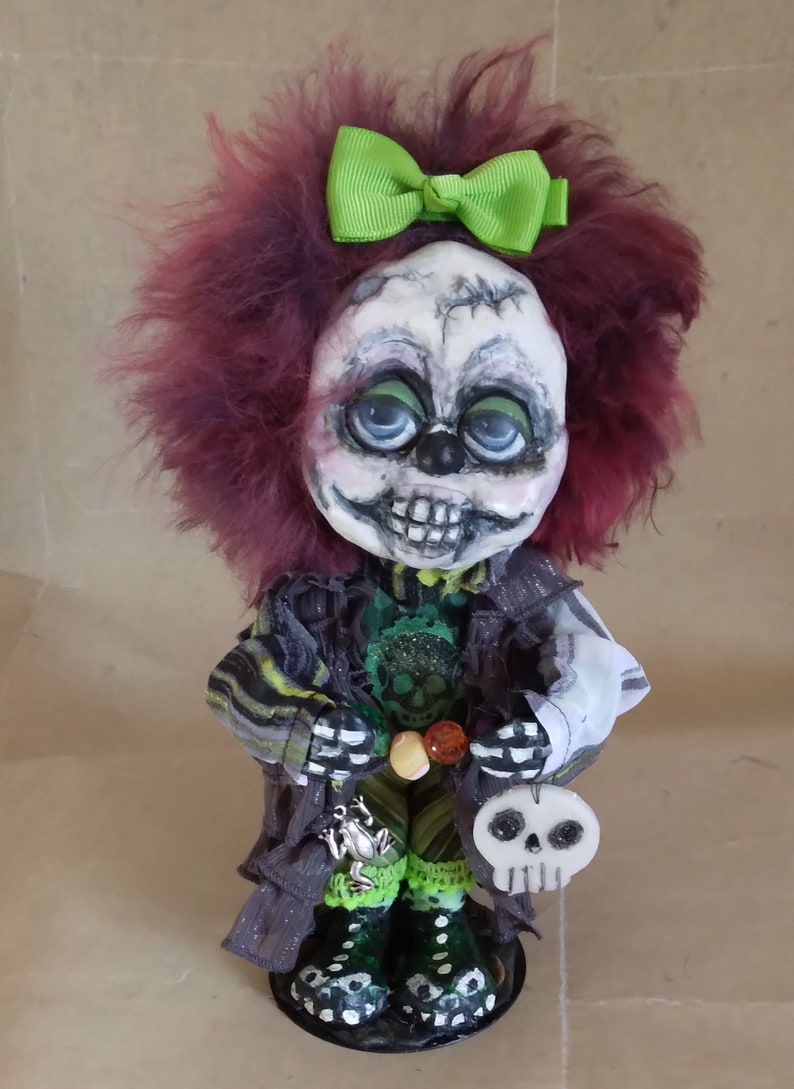 Halloween Ghost Ghoul Clown Art Doll Shady Screech OOAK Handmade Halloween art doll image 5