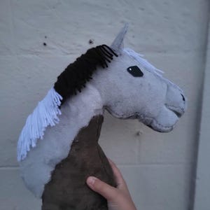 Grey & Brown Pinto Hobby Horse A4 | No Stick or Tack included!!