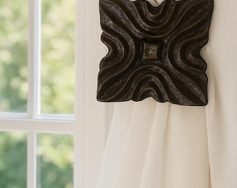 Square Curtain Medallion Tieback: Modern Iron Window Hardware