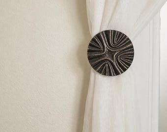 The Ripple Radiance Holdback — Drapery Medallion, Curtain Tieback, Window Treatment Hardware -  3-3/4" DIAMETER