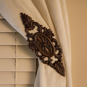 Item # 040 - Traditional Extra Large Drapery Medallion - 9&quot; H X 3-5/8&quot;, Holdback, Medallion, Window Treatment hardware, Curtain Holder, Hook