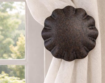 Urban Forge Ruffled Drapery Medallion, Curtain Holdback Tieback, Window Treatment Hardware -  5" DIAMETER