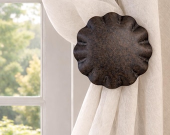 Urban Forge Ruffled Drapery Medallion, Curtain Holdback Tieback, Window Treatment Hardware -  4" DIAMETER