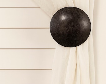 Urban Eclipse Button Drapery Medallion, Curtain Holdback, Window Treatment Hardware, 5" DIAMETER