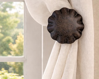 Urban Forge Ruffled Drapery Medallion, curtain Holdback Tieback, Window Treatment Hardware -  3" DIAMETER