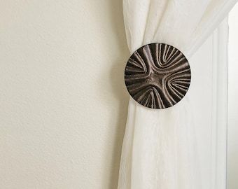 The Ripple Radiance Holdback — Drapery Medallion, Curtain Tieback, Window Treatment Hardware -  3-3/4" DIAMETER