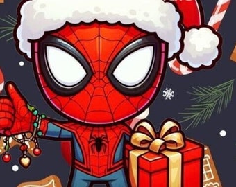 Cute Spiderman Christmas PNG, Baby Superhero Clipart, Spiderman Holiday Art, Merry Christmas Sublimation, Spider-Man Digital Download