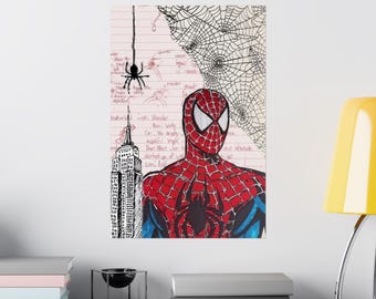 Retro Spider-Man digitale kunst, wanddecoratie superheld, Spider-Man-sublimatie PNG, cartoon Spider-Man-clipart, instant download voor ambachten