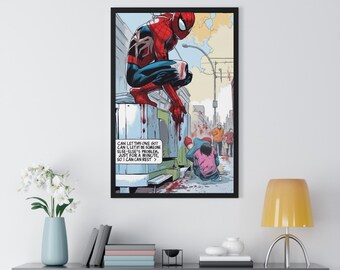 Emotionele digitale kunst Spider-Man | Marvel superheld muurkunst en T-shirt afdrukbaar | Reflecterende heldenscène | Op strips geïnspireerde fancadeaudownload