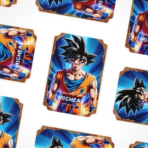 Tarjeta de cumpleaños de Goku editable, plantilla de Canva, invitación a una fiesta de anime, descarga digital, regalo de guerrero dragón personalizable, acceso instantáneo