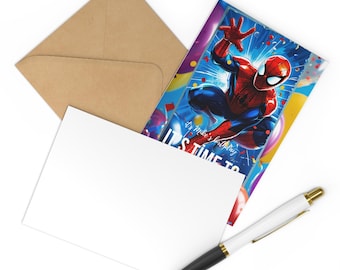 Spiderman-verjaardagsuitnodiging | Bewerkbare sjabloon in Canva | Digitale feestuitnodiging | Direct downloaden
