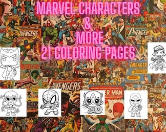 Bundel met 21 Marvel en Superhelden Kleurplaten | Afdrukbare pdf voor kinderen en volwassenen | Leuke doe-activiteit voor alle leeftijden