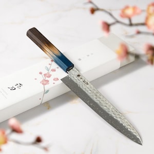 Japanese Chef Knife 8.3” – Hand Forged Damascus Gyuto | HANAHA Handmade in Sakai | 25% OFF