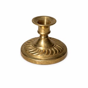 Vintage Brass Candlestick Holder | Fluted Base Taper Candle Accent (Made in India)