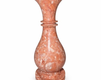 Vintage Pink Marble Vase | Polished Stone Decor | Mid Century Style Mantel Vase | Solid Marble Home Accent