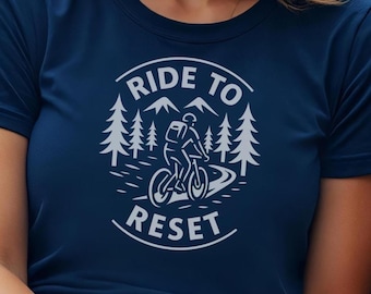Mountain biking t shirt, Ride To Reset graphic, heavyweight bike tee