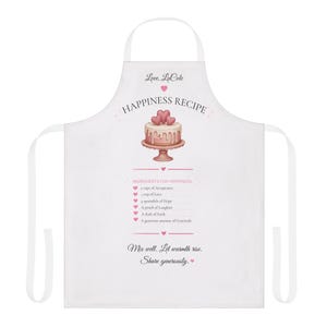 Happiness Recipe Apron | Cake Illustration Baking Kitchenware