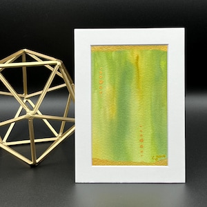 Original Watercolor Painting — Abstract with Metallic Accents — 4&quot;x6&quot; Matted to 5&quot;x7&quot; — Green & Gold