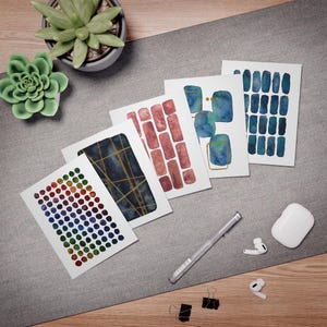 Set of 5 Colorful Notecards - Blank Inside - Abstract Art - Geometric Forms