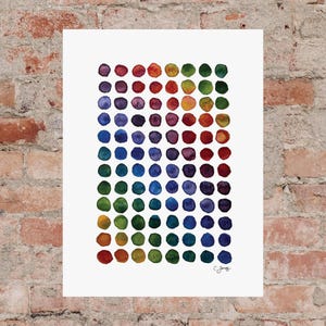 Póster de arte abstracto: 10" x 13" o 12" x 16" - Puntos de arcoíris