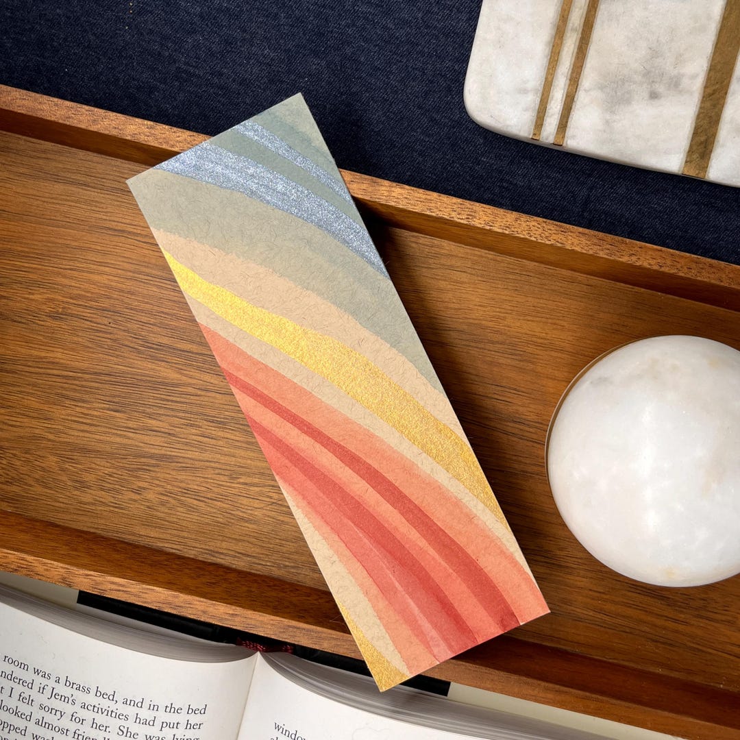 Hand-painted Bookmark — Abstract Metallic Accents - Etsy