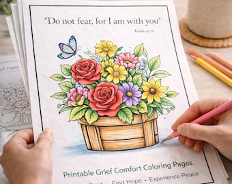 Christian Grief Coloring Pages Printable – Sympathy Gift for Loss – Bible Verse Comfort – Faith-Based Bereavement PDF - Processing Loss