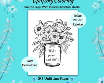 Páginas para colorear cristianas, hojas de actividades florales con citas bíblicas, página para colorear imprimible