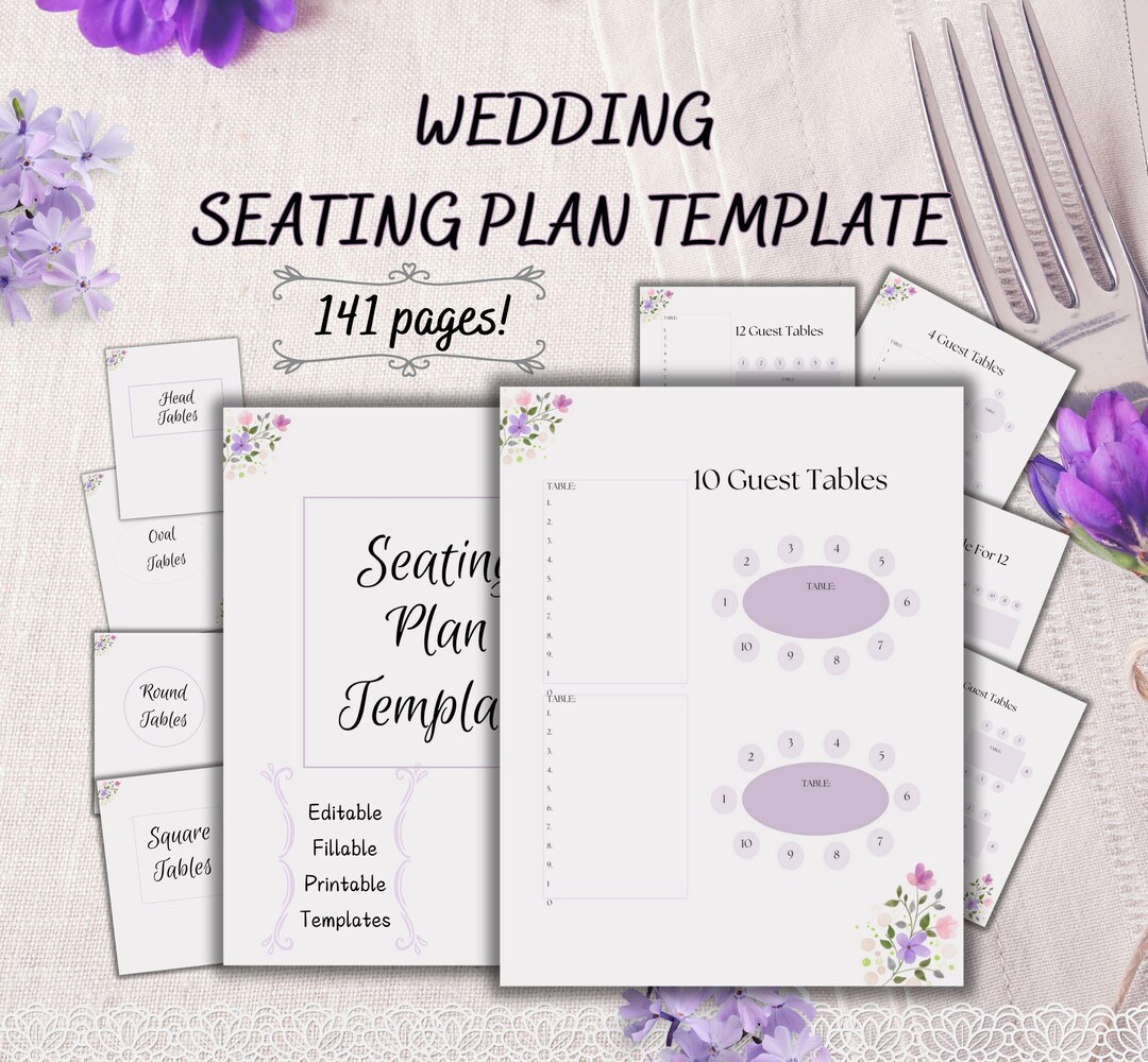 Wedding Seating Plan Template Printable & Fillable Table Layouts Round ...
